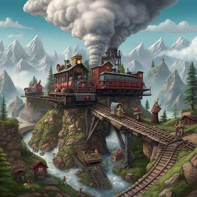Mini-Zug mit 3 Waggons und 1900 Lokomotive mit 6 Kindern, die auf dem Zug spielen. 3 alkotó: Kurt Heppke
