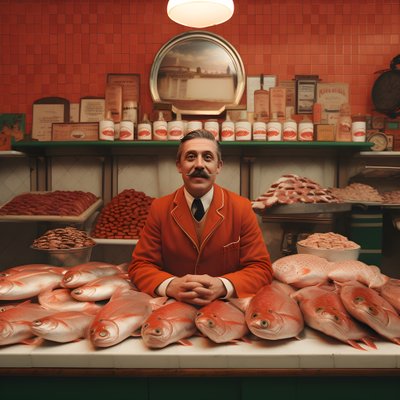 egy lengyel halkereskedő szürreális képe az 1950-es évekből 3 alkotó: Kurt Heppke