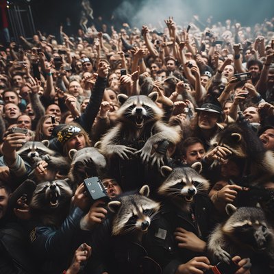eine Horde voller Waschbären bei einer Rockshow 1 alkotó: Kurt Heppke