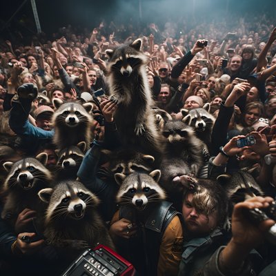 egy horda tele mosómedvével egy rock show-n 4 alkotó: Kurt Heppke