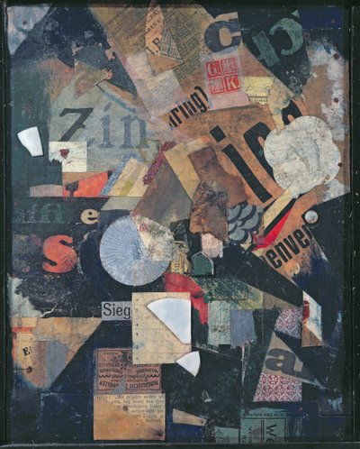 Győzelem (olaj és kollázs újságon) alkotó: Kurt Schwitters