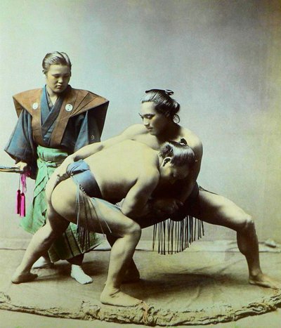 Szumóbirkózók, 1880 körül (fotó) alkotó: Kusakabe (attr. to) Kimbei