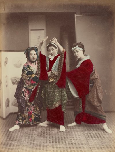 Táncparti, 1880 körül alkotó: Kusakabe Kimbei