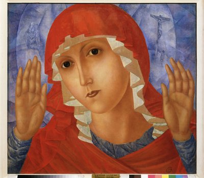 Az Együttérzés Szűze. Kuzma Szergejevics Petrov Vodkin (Petrov-Vodkin) festménye (Kouzma Petrov Vodkin) (Petrov-Vodkin) (1878-1939), olaj, vászon alkotó: Kuzma Sergeevich Petrov Vodkin