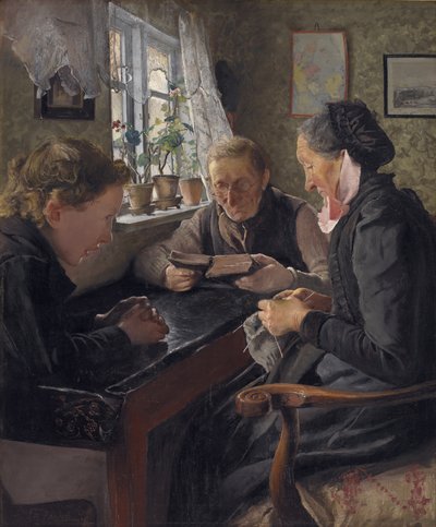 Egy gyermek a nagyszüleihez látogat vasárnap alkotó: Laurits Andersen Ring