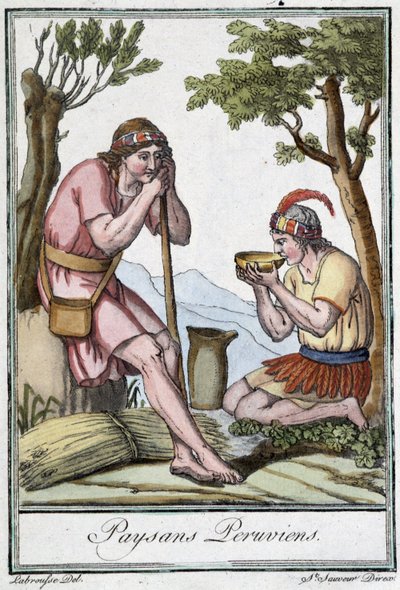 Perudian parasztok – J. Grasset St Sauveur „” Utazások enciklopédiájában”, szerk. Párizs alkotó: L.F. Labrousse
