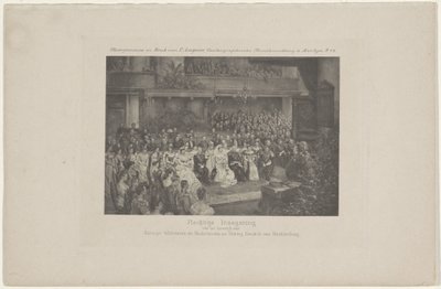 Vilmos királyné és Hendrik herceg házasságának áldása, 1901 Vilmos holland királyné és Hendrik mecklenburgi herceg házasságának ünnepélyes megáldása (cím a tárgyon) alkotó: L. Angerer