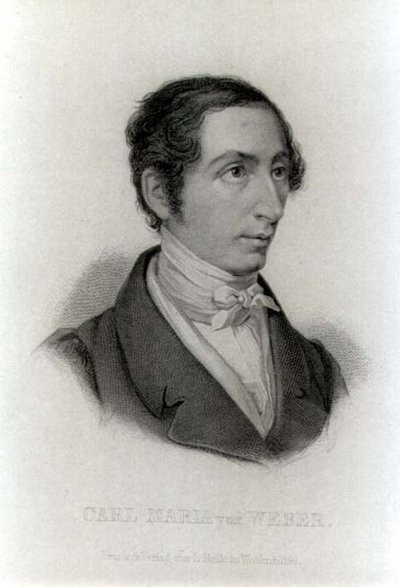Carl Maria von Weber (1786-1826) német zeneszerző portréja (metszet) (f/w fotó) alkotó: L. Holle
