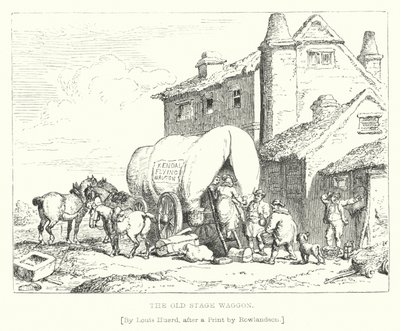 The Old Stage Waggon (metszet) alkotó: L. Huard