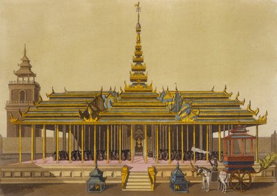 Sziám királya az udvaroncokat szólítja meg pavilonjában, Jules Ferrario Le Costume Ancien et Moderne című művének 69. táblája, Gaetano Zancon (1771-1816) metszete, az 1820-as és 30-as évek körül megjelent alkotó: L. Rossi