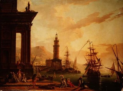 Egy mediterrán kikötő capriccioja holland fregatttal és egyéb szállítással alkotó: La Croix de Marseilles
