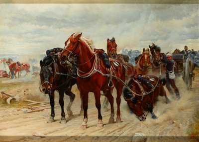 Patient Heroes, a Royal Horse Artillery Gun Team akcióban, 1882 körül alkotó: Lady Butler