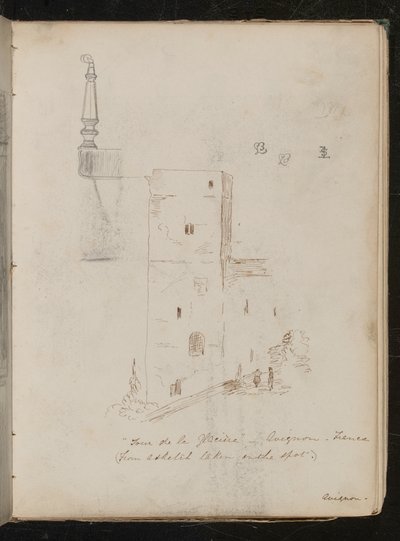 Tanulmány egy asztallábról, építészeti tanulmány, ?Tour de la glacine - avignon - Franciaország alkotó: Lady Butler