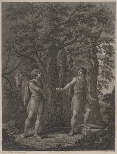 Illusztráció a "Palamon és Arcite" című, Francesco Bartolozzi által 1797-ben készített metszetből (stipple-metszet). alkotó: Lady Diana (after) Beauclerk