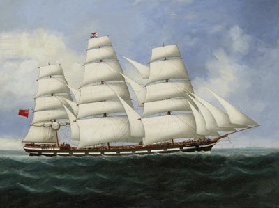 A "Loch Long" teljes vitorlázatú kereskedelmi hajó a tengeren, teljes vitorlázat alatt alkotó: Lai Fong