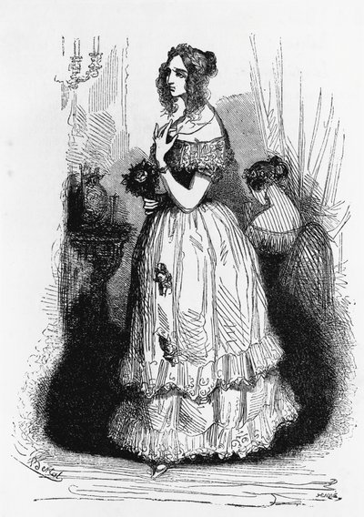 Illusztráció Langeais hercegnőhöz, Honore de Balzac (1799-1850) regénye a Human Comedy című többkötetes gyűjteményből, Laisne metszet alkotó: Laisne Laisne