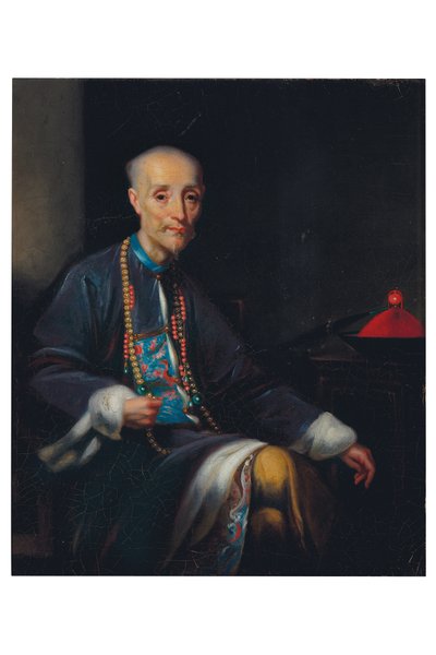 Houqua portréja, háromnegyed hosszúságú, ülő, belső térben (olaj, vászon) alkotó: Lam Qua (attr. to)
