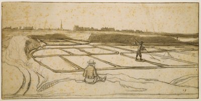 Sóbányászat Le Croisicban, 1645 (kréta, toll és ecset papíron) alkotó: Lambert Doomer
