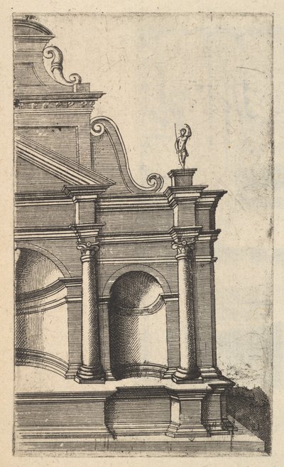 Részleges kilátás egy emlékműre [Mercurius Temple] a Ruinarum variarum fabricaru sorozatból, 1554 alkotó: Lambert Suavius