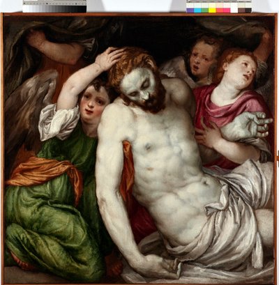 Pieta et anges (Pieta angyalokkal) Lambert Sustris (1515-1584) festménye 16. század V 83x84 cm Musei di Strada Nuova Genes alkotó: Lambert Sustris