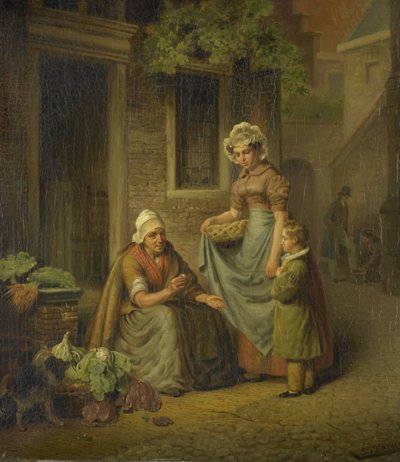 Nő, aki zöldséget árul alkotó: Lambertus Johannes Hansen