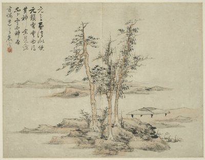 Táj az ókori mesterek stílusában: Ni Zan (1301-1374), Cao Zhibo (1272-1355) után alkotó: Lan Ying