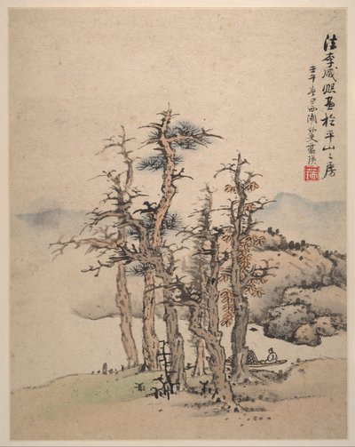 Tájak Song és Yuan mesterek után, 1642. alkotó: Lan Ying