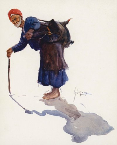 Egyiptom népe: Sakka (színes litográfia): Vízhordó, Sakka (színes litográfia) alkotó: Lance Thackeray