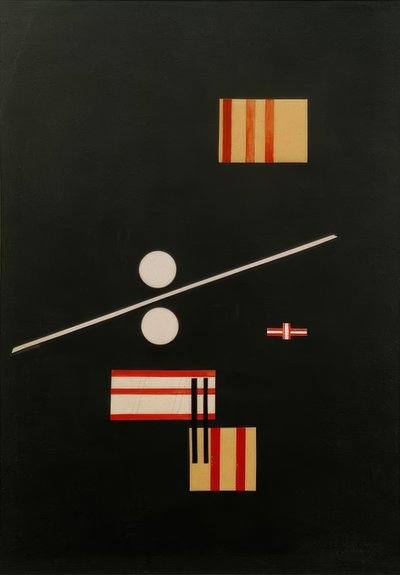 Kollázs fekete alapon alkotó: Laszlo Moholy Nagy