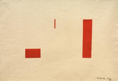 Cím nélkül (piros kollázs / piros öntapadós kép) alkotó: Laszlo Moholy Nagy