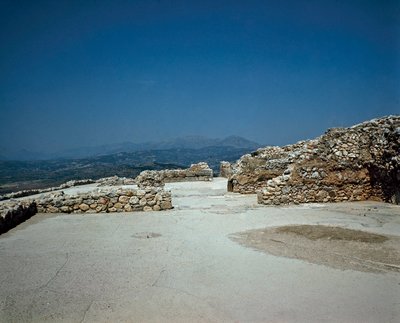 A királyi palota Megaronja: Mükénész ősi városának helyszíne, a peloponnészoszi (Kr.e. 1500-1100) Görögország alkotó: Late Helladic Period Mycenaean