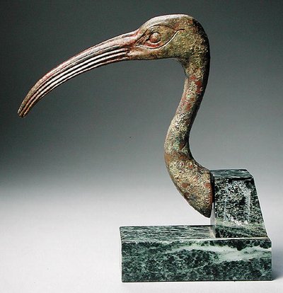 Egy íbisz feje (tömör öntött bronz) alkotó: Late Period Egyptian