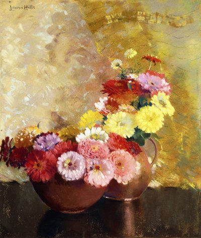 Zinniák és réz alkotó: Laura Coombs Hills