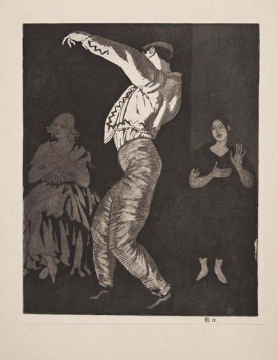 Spanyol táncos II. sz., kocsma. 1923. alkotó: Laura Knight