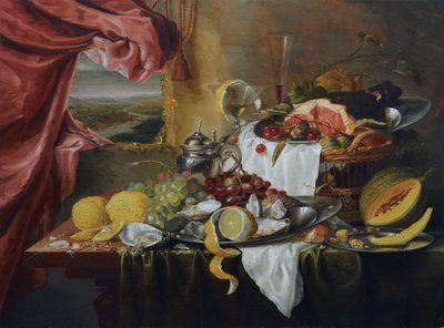 Csendélet képzeletbeli kilátással alkotó: Laurens Craen