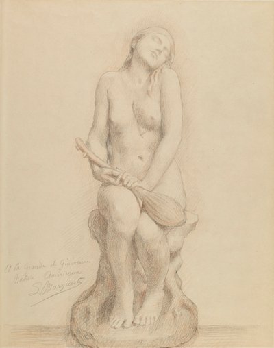 Akt figura mandolinnal alkotó: Laurent-Honore Marqueste