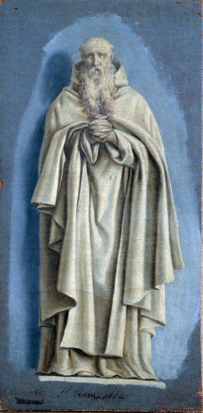 Szent Romuald imádkozik Laurent de La Hyre (1606-1656) festménye camaieu-val vászonra 17. század V. 0,36 x 0,18 m Párizs. Louvre múzeum alkotó: Laurent de la Hyre