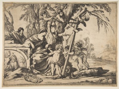 Szent Család a kígyóra lépő Krisztus-gyermekkel, 1639. alkotó: Laurent de la Hyre
