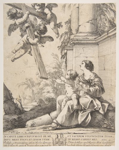Szűz és gyermek az angyalokkal, 1639. alkotó: Laurent de la Hyre