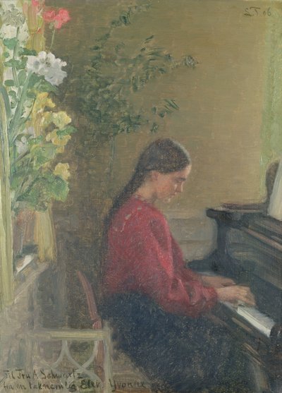 Yvonne, a művész lánya zongorázik, 1905 körül (olaj, vászon) alkotó: Laurits Regner Tuxen