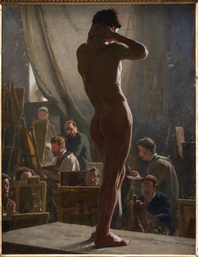 Férfi akt a Bonnat stúdiójában alkotó: Laurits Regner Tuxen