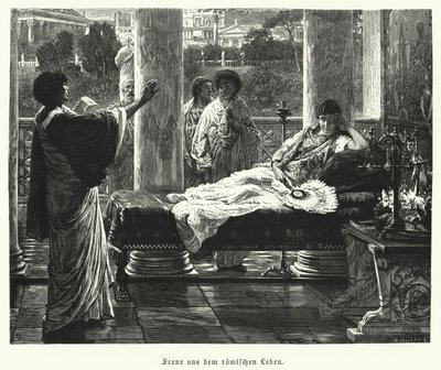 Jelenet az ókori római életből (metszet) alkotó: Lawrence (after) Alma Tadema