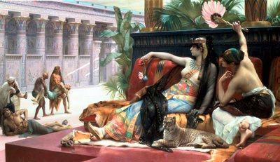 Kleopátra mérgeket tesztel a halálraítélteken, 19. század vége. alkotó: Lawrence Alma Tadema