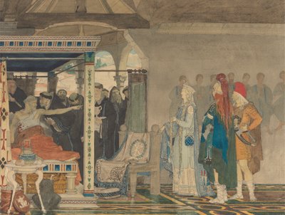 Fredegonda Praetextatus halálos ágyában alkotó: Lawrence Alma Tadema