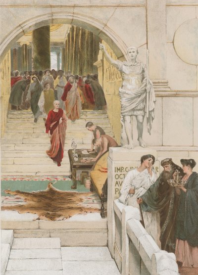 Közönségre várva Agrippával (chromolitho) alkotó: Lawrence Alma Tadema