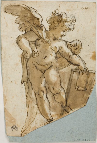 Álló Putto Holding Tablet alkotó: Lazzaro Tavarone