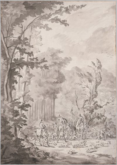 Vadászparti Marlyban, a 17. század végén vagy a 18. század elején. alkotó: Le Vieux Jean Baptiste Martin