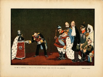 Illusztráció: Leal de Camara (1877-1948) in Le Rire, 2009.12.25 - Belgium, Európa, Portugália, Ausztria, Alkohol-alkoholizmus, Protokoll - II. Vilmos, II. Lipót, VII. Edward, XIII. Alfonso, Francois-József 1er d. – Ausztria, szultán alkotó: Leal de Camara