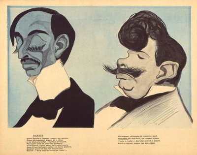 Maurice Barres és Paul Adam, karikatúrák a L