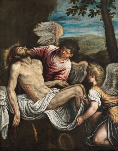 A halott Krisztus angyalokkal, c. 1580. alkotó: Leandro Bassano